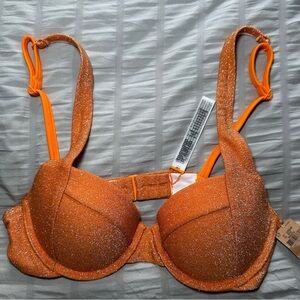 PINK Victoria's Secret Orange Shimmer Bikini Top